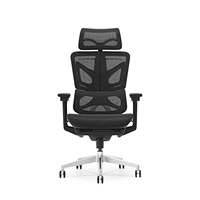 Chaise de bureau ergonomique haut de gamme en maille avec dossier poli, accoudoirs 4D et appuie-tête réglable