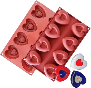 Venta al por mayor Venta caliente resistencia al calor 3D 8 agujeros en forma de corazón pastel molde de silicona - Product Image 3