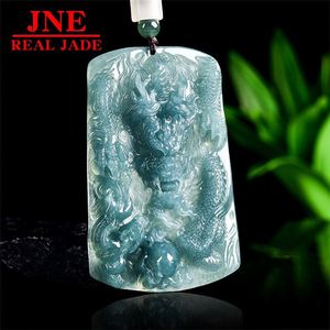 Pendentif en pierre de jade glacé naturel de type A, motif Dragon <span class=keywords><strong>Wangzi</strong></span> Chenglong, Dragon du Zodiaque atmosphérique, pour Hommes et Femmes - Product Image 1