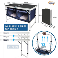 Table de camping pliante d'extérieur avec rangement Table à panneaux composite pour barbecue en aluminium, légère et réglable