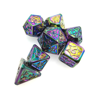 Série Avengers RTS - Lot de 7 dés métalliques arc-<span class=keywords><strong>en</strong></span>-ciel - Dés polyédriques gravés <span class=keywords><strong>en</strong></span> forme de toile d'araignée - Dés de <span class=keywords><strong>jeu</strong></span> de rôle <span class=keywords><strong>en</strong></span> métal électro-plaqué iridescent - Product Image 1