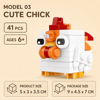 Bloques de Construcción de Pollitos Adorables Personalizados, Modelo Animal 3D DIY, Juguete de Construcción STEM, OEM ODM, Etiqueta Privada, Regalo para Niños