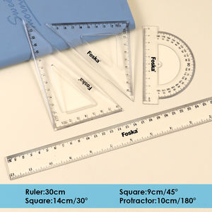 مجموعة أدوات مدرسية هندسية من فوسكا للطلاب مجموعة أدوات رياضية 4 قطع مجموعات مسطرة - Product Image 2