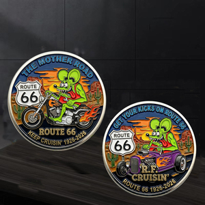 Monedas Conmemorativas Temáticas de Route 66 al por Mayor, Monedas de Desafío con Diseño de Rat Fink en Relieve a Doble Cara, Regalos Coleccionables - Product Image 4