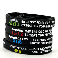 Bracelets en silicone imperméables avec versets bibliques en vrac, bracelets inspirants chrétiens, bracelets religieux bibliques, événement personnalisé