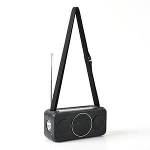 Custom Adjustable Shoulder Strap Triple <b>Speaker</b> FM Radio Telescopic Antenna Flashlight <b>USB</b> TF Outdoor Audio Receiver - Product Image 1