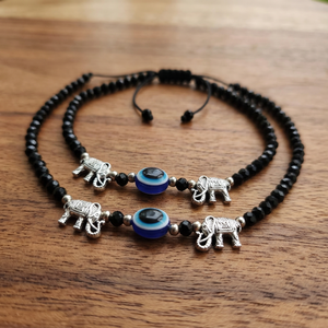 Party Affordable Evil Eye Beads Anklet for Girls Black Beads With Blue Evil Eye <b>Elephant</b> Nazariya Payal Black Beads Anklet - Product Image 2
