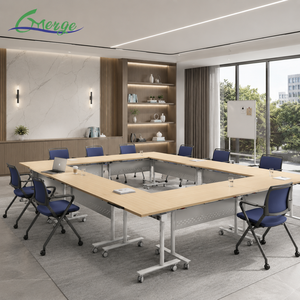 Nouvelle Arrivée Offre Spéciale Table de Formation Pliante Moderne en Fer et Bois Modulaire Haute Qualité Installation Facile Combinaison <span class=keywords><strong>Libre</strong></span> Réunion Bureau - Product Image 1