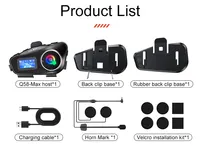 Intercom pour casque de moto Full Duplex avec caméra intégrée en plastique ABS