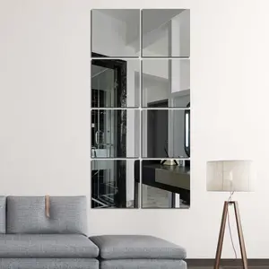 Adesivi per specchi da parete a specchio a figura intera in foglio acrilico argento all'ingrosso
