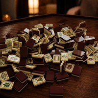 2026 Fichas de Mahjong Americanas de Lujo Rojas, 160 Piezas, Acrílicas de 2 Capas Grabadas, para Regalo Festivo