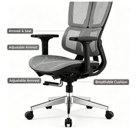 Chaise de bureau ergonomique à dossier haut en maille avec appui-tête réglable, support lombaire et base en nylon pour espace de travail commercial