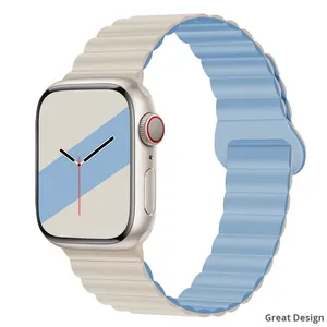 Bracelet de montre Zonesin pour Apple Watch Series 3/Ultra 3/SE 3 Deuxième Génération, en silicone bicolore avec fermoir magnétique - Product Image 4