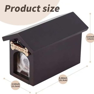 Urna de madera para mascotas con marco, artículos funerarios pequeños con forma de casa, urna, mini caja conmemorativa para cenizas - Product Image 5