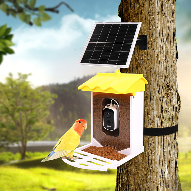 Wellfine AI Intelligent Recognition Wild Birds Feeders Outdoors App Control Smart Bird Watcher Bird Feeder with Camera