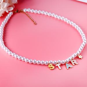 Collar con Colgante de Acero Inoxidable Plateado, Diseño 2022, Cadena de Perlas, Estrella, Diamantes Coloridos, Joyería Linda y Popular - Product Image 4