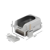 Accessoire de bac à litière pour chat en plastique automatique pratique en acier inoxydable