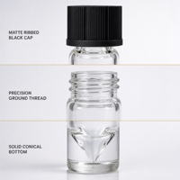 Vente en gros de flacons d'huile essentielle de 1,5 ml, flacon en verre à fond conique, col à vis, échantillon de parfum, mini-contenant, approvisionnement en vrac