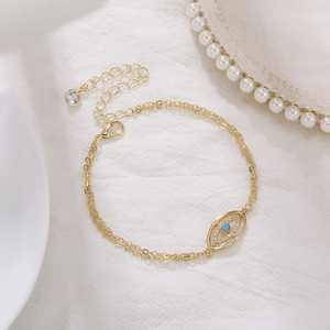 Şanslı göz Charm takı parti hediyeler zirkon kadın el bilezikler 14K altın renk türkiye nazar bilezik için kadın - Product Image 5