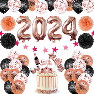 Decoración de Año Nuevo <span class=keywords><strong>Boom</strong></span> Ball Decoración de fiesta de Año Nuevo 12 "látex redondo 32" Globo de Año Nuevo Digital - Product Image 6