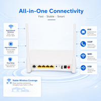 Módem HGU ONT GPON/EPON/XPON con Certificación CE FCC RoHS, 4GE+VOIP+USB+WIFI, Antenas Externas Dobles de 5dBi