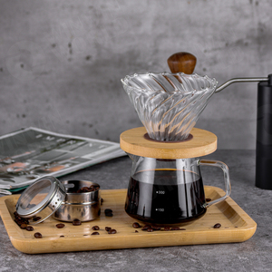 Máy Pha Cà Phê Đổ Qua, Bộ Máy Pha Cà Phê Nhỏ Giọt Thủ Công Mini Cầm Tay Có Giá Đỡ Nhỏ Giọt Cà Phê Thủy Tinh Giá Đỡ Bằng Gỗ, Cà Phê Thủy Tinh - Product Image 2