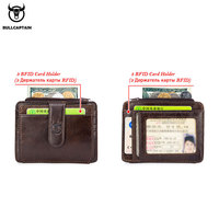 BULLCAPTAIN Dompet Kartu Kulit dengan Ritsleting dan Penjepit Kartu, Dompet Mini Ultra Tipis untuk Belanja, Tempat Kartu Kredit dan KTP, Dompet Bisnis Pria