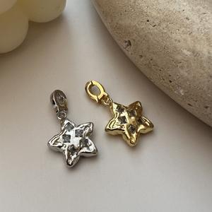 Colgante de Estrella de Plata Pura S925, Estilo Medieval Francés, Pentagrama, Diseño Simple y Moderno, Zirconia, Componente de Joyería Elegante - Product Image 1