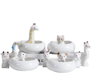 <span class=keywords><strong>Macetas</strong></span> de Cerámica Blanca Pintadas a Mano con Diseño de Pavo Real para Jardín y Hogar con Logotipo Personalizado - Product Image 3