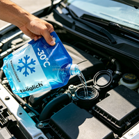 Poche souple verticale 3L bleue pour liquide lave-glace, liquide de refroidissement et nettoyant pour vitres de voiture, en emballage plastique