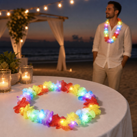 Guirlande de fleurs lumineuses LED, collier floral coloré pour fête Luau, mariage, festival, événement de plage, déguisement, décoration de fête