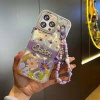 Coques de téléphone de luxe scintillantes BAILI pour Samsung M40S/A20S/A11/A04E, avec bracelet fleur diamant à activation par l'eau