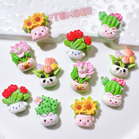 Patch en résine fait main crème colle bricolage pour enfants étui de téléphone portable cheveux chaussures accessoires Panda Pot de fleur acrylique plastique Lucite perles