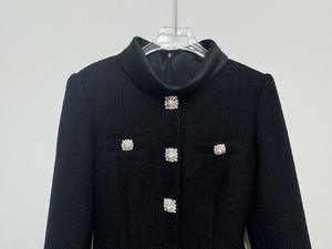 Bettergirl 2025 New Black tweed patchwork à manches longues petite <span class=keywords><strong>robe</strong></span> à col montant - Product Image 6