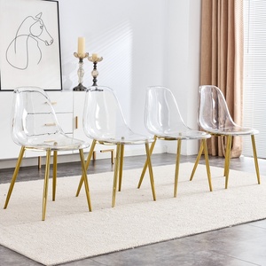 <span class=keywords><strong>Set</strong></span> di 4 Sedie da Pranzo Moderne in Plastica Trasparente, <span class=keywords><strong>Sedia</strong></span> Senza Braccioli in Cristallo, Sgabello Creativo Nordico per Trucco, <span class=keywords><strong>Sedia</strong></span> per Negoziazioni - Product Image 1
