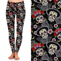 Dropshipping, venta al por mayor, diseño de Castillo de Halloween, sombrero de bruja con calavera de araña, mallas suaves de cintura alta para mujer