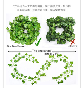 Vente en gros de guirlande de <span class=keywords><strong>lierre</strong></span> de plantes artificielles en PE, fausses plantes de vigne suspendues <span class=keywords><strong>avec</strong></span> feuilles vertes pour décoration de jardin et de maison de mariage - Product Image 2