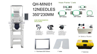 Machine à broder mini REVHON à une tête, 12 aiguilles, facile à déplacer, haute vitesse 1200 tr/min pour casquettes, t-shirts, pulls, cuir, etc.