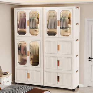 Bán buôn công suất lớn có thể gập lại nhựa lưu trữ tủ cho nhà phòng ngủ trẻ em quần áo tủ quần áo tủ quần áo di động với bánh xe - Product Image 6