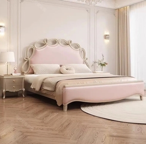 Легкая Роскошная современная простая кровать размера «Queen-size» с твердым деревянным изголовьем, мягкий каркас для кровати с хранилищем для главной спальни для квартиры - Product Image 2