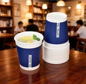 Fabricant économique de gobelets à café biodégradables en papier kraft avec couvercle, pour usage domestique et fêtes, imprimés offset, Vasos Polipapel - Product Image 1