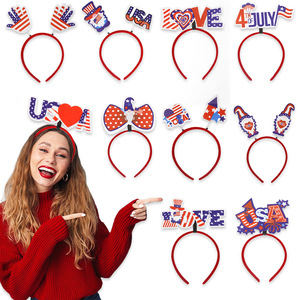 Diadema Patriótica del Día de la Independencia Americana con <span class=keywords><strong>Bandera</strong></span> Nacional, Corazón <span class=keywords><strong>Rojo</strong></span>, Blanco y Azul, Accesorio para el Cabello para Mujeres y Niñas, Decoración para Fiestas - Product Image 1