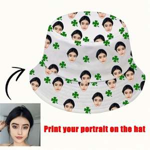 Sombrero de Pescador Ligero Personalizable, 1 Pieza, Impresión de Retrato Personalizado, Patrón de Corazones Aleatorios, Ropa Casual, Regalo, Tipo Dibujo Animado - Product Image 6