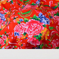 Largeur 143 cm Plein Coton Rouge Fleur Tissu Plantes Imprimé Tissu pour Chemise Robe Vêtements de Nuit Pantalon Costume Lit Couette