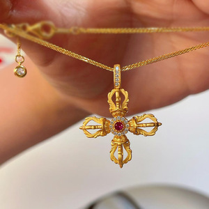 This trending vajra <b>cross</b> necklace, a high-value, stylish new double-sided clavicle <b>chain</b>, is a live-streaming bestseller on - Product Image 1