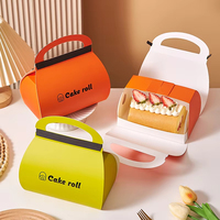 Logotipo personalizado Rectángulo Embalaje Bento Fancy Regalo de lujo Mousse Caja de lujo Rollo de pastel con asa