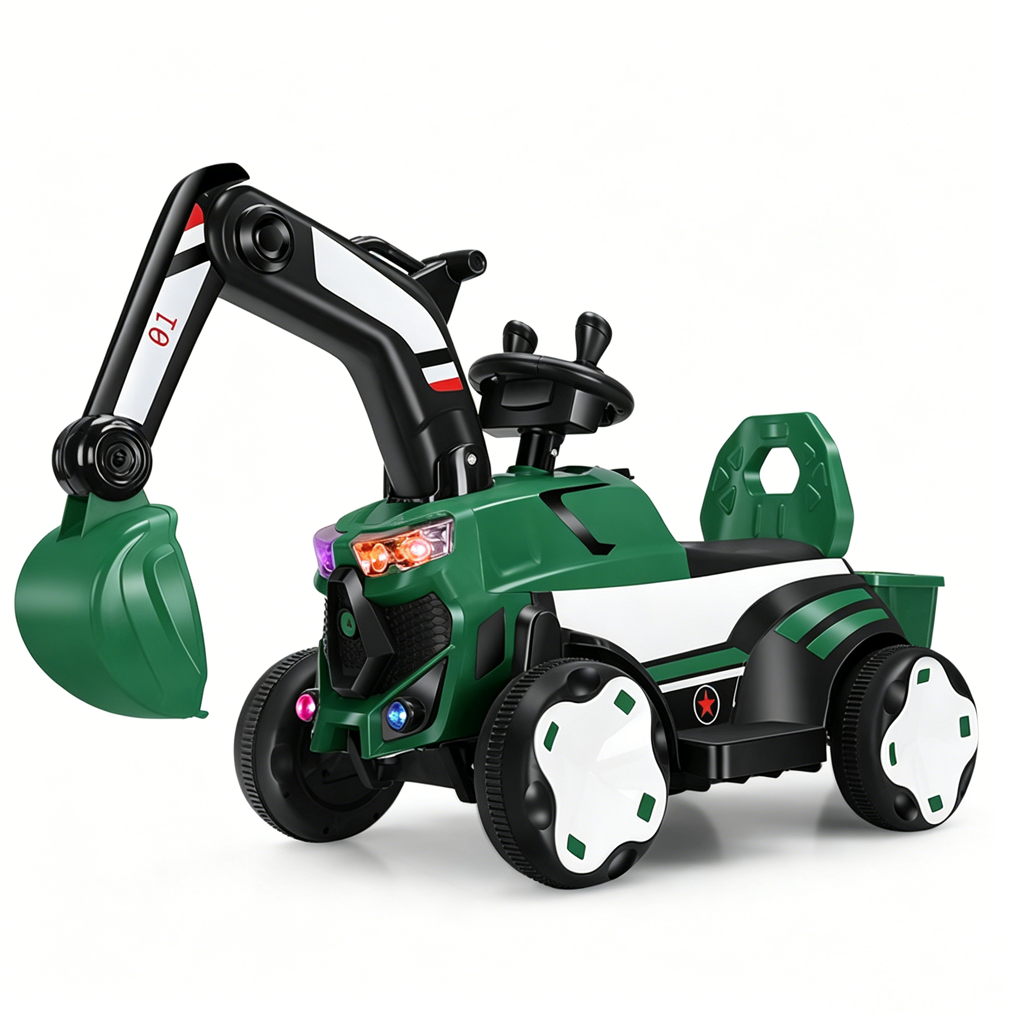 Machine de terrassement électrique verte, bras électrique