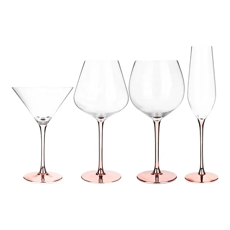 Premium High Quality Lead Free Crystal Copper Stemmed Martini Champagne Wine White Wine Glass Set