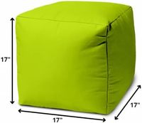 Pouf ottoman carré en toile avec support en vinyle, couleur unie vert citron vert japonais 17, pour intérieur et extérieur, salon et chambre
