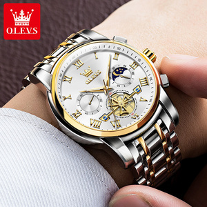 OLEVS-reloj deportivo de cuarzo para hombre, cronógrafo de acero inoxidable, resistente al agua, con logotipo personalizado, clásico, 2859 - Product Image 3